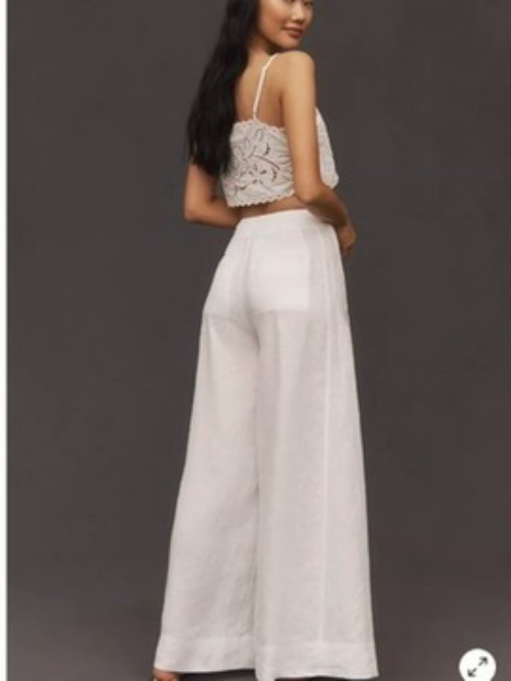 Anthroplogie White Linen Palazzo Pants Size 8 Wide Leg Boho Coastal - Picture 9 of 15